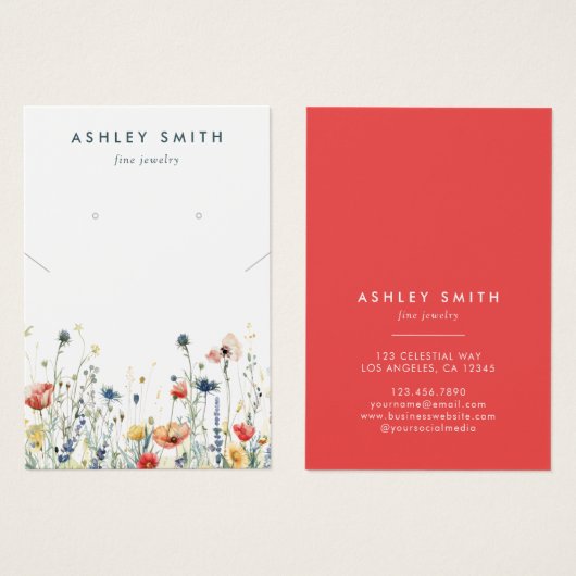 Levendige Wildflower Earring Ketting Display Kaart (Voorkant /achterkant)