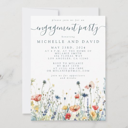 Levendige Wildflower Engagement Party Kaart (Voorkant)