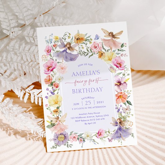 Levendige Wildflower Fairy Eerste 1e Verjaardagsfe Kaart