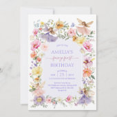 Levendige Wildflower Fairy Eerste 1e Verjaardagsfe Kaart (Voorkant)