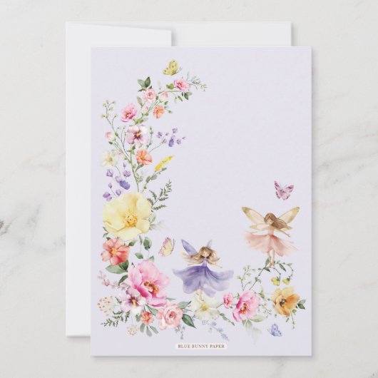 Levendige Wildflower Fairy Eerste 1e Verjaardagsfe Kaart (Achterkant)