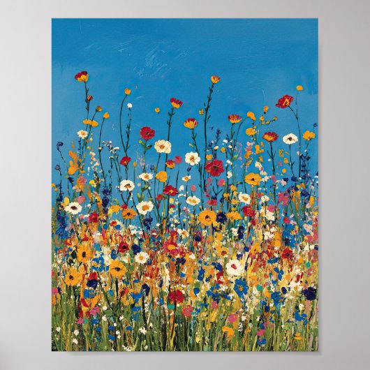 Levendige Wildflower Field Impressionist Poster Wa (Voorkant)