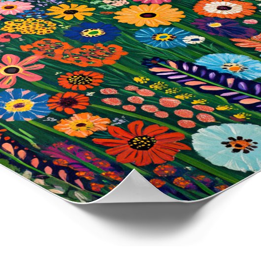 Levendige Wildflower Field Impressionist Poster Wa (Hoek)