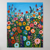 Levendige Wildflower Field Impressionist Poster Wa (Voorkant)