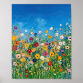 Levendige Wildflower Field Impressionist Poster Wa (Voorkant)