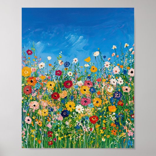 Levendige Wildflower Field Impressionist Poster Wa (Voorkant)