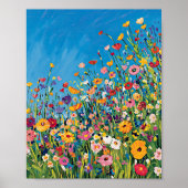 Levendige Wildflower Field Impressionist Poster Wa (Voorkant)