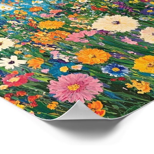 Levendige Wildflower Field Impressionist Poster Wa (Hoek)