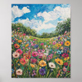 Levendige Wildflower Field Impressionist Poster Wa (Voorkant)