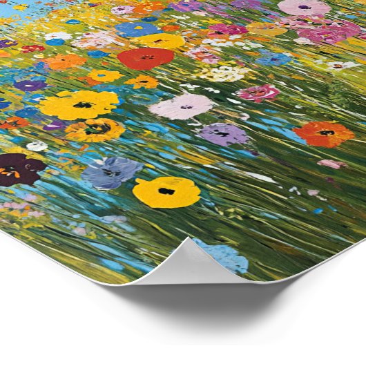 Levendige Wildflower Field Impressionist Poster Wa (Hoek)