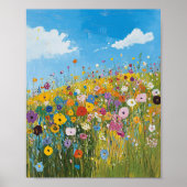Levendige Wildflower Field Impressionist Poster Wa (Voorkant)