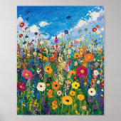 Levendige Wildflower Field Impressionist Poster Wa (Voorkant)