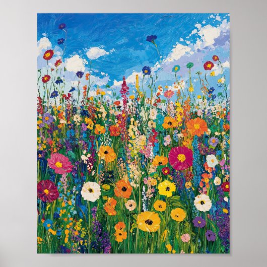 Levendige Wildflower Field Impressionist Poster Wa (Voorkant)