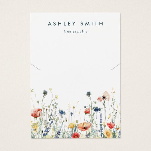 Levendige Wildflower Field Ketting Display Kaart (Voorkant)