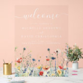 Levendige Wildflower Field Wedding Welkom Acryl Bord (Huwelijk)