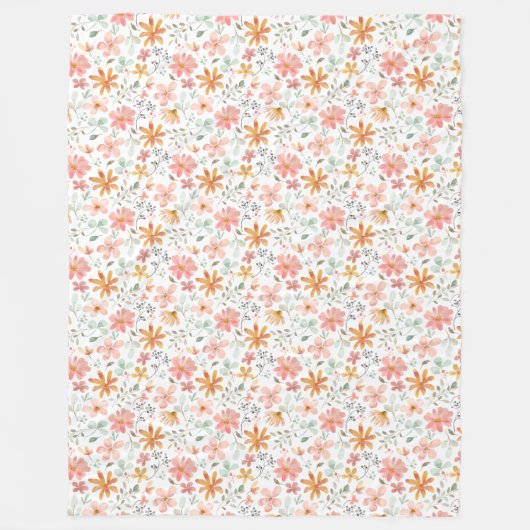 Levendige Wildflower Garden Esthetische Waterverf Fleece Deken (Voorkant)