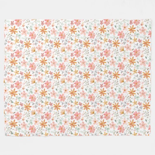 Levendige Wildflower Garden Esthetische Waterverf Fleece Deken (Voorkant (Horizontaal))