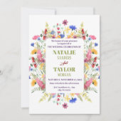 Levendige Wildflower Garden Floral Lijst bruiloft Kaart (Voorkant)