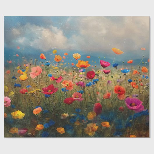 Levendige Wildflower Impressionist Decoupage Cadeaupapier (Vlak)