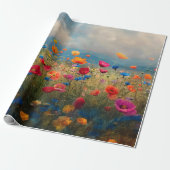 Levendige Wildflower Impressionist Decoupage Cadeaupapier (Uitgerold)