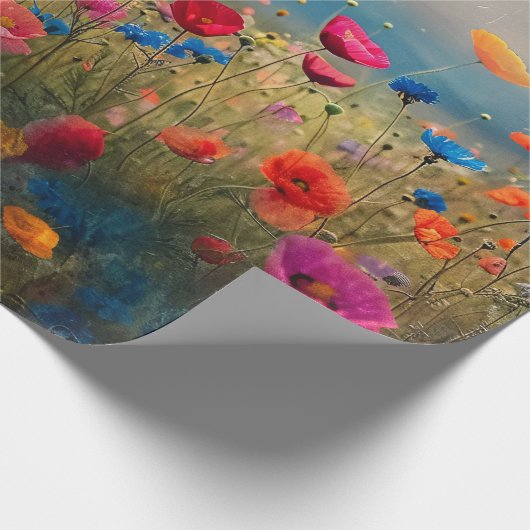 Levendige Wildflower Impressionist Decoupage Cadeaupapier (Hoek)