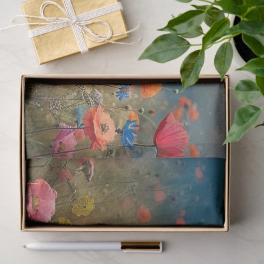 Levendige Wildflower Impressionist Decoupage Tissuepapier (Geschenk)