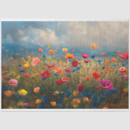 Levendige Wildflower Impressionist Decoupage Tissuepapier