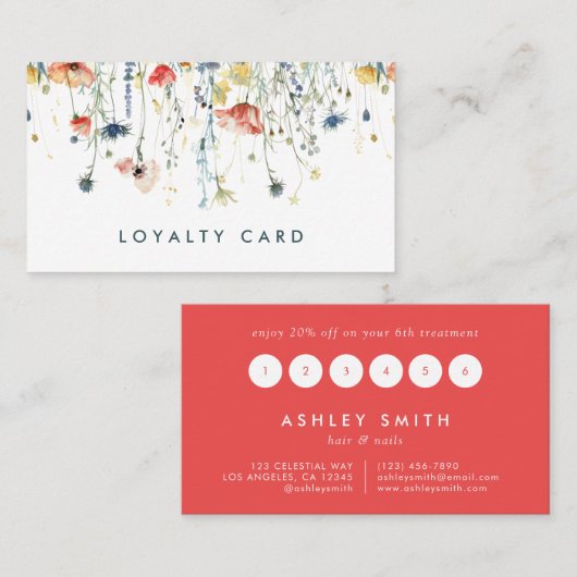 Levendige Wildflower Klantenkaartje (Voorkant / Achterkant)