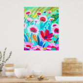 Levendige Wildflower Meadow – Kleurrijke Bloemenku Poster (Keuken)