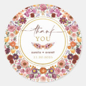 Levendige Wildflower Meadow Wedding Bedankt Ronde Sticker (Voorkant)