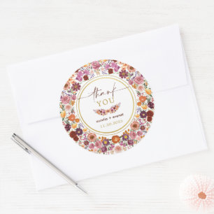 Levendige Wildflower Meadow Wedding Bedankt Ronde Sticker