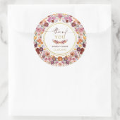 Levendige Wildflower Meadow Wedding Bedankt Ronde Sticker (Tas)