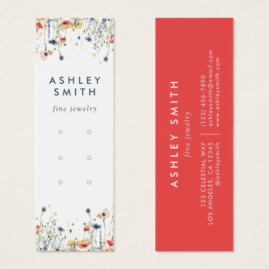 Levendige Wildflower Multiple Earring Display Kaar Mini Visitekaartjes (Voorkant /achterkant)
