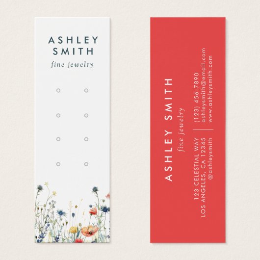 Levendige Wildflower Multiple Earring Display Kaar Mini Visitekaartjes (Voorkant /achterkant)