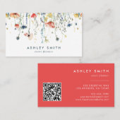 Levendige Wildflower QR-code Visitekaartje (Voorkant / Achterkant)