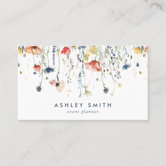 Levendige Wildflower QR-code Visitekaartje (Voorkant)