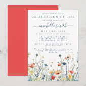 Levendige Wildflower viering van het leven begrafe Kaart (Voorkant / Achterkant)