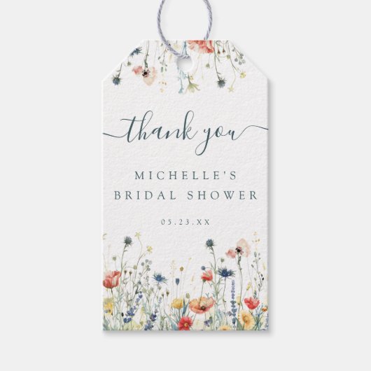 Levendige Wildflower Vrijgezellenfeest Favoriet Cadeaulabel (Voorkant)