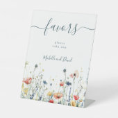 Levendige Wildflower Wedding Favorieten Reclamebord Met Voetstuk (Voorkant)