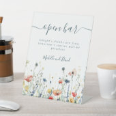 Levendige Wildflower Wedding Open Bar Reclamebord Met Voetstuk (Insitu)