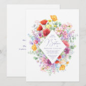 Levendige Wildflowers Eenvoudige Bloemdoop Kaart (Voorkant / Achterkant)