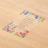 Levendige Wildflowers Elegant Huwelijk Clear Acryl Uitnodigingen (Laagn)