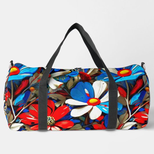 Levendige Wildflowers Grote Duffel Bag Plunjezak (Voorkant)