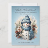 Levendige Winter Wonderland Sneeuwman Icy Blue Feestdagenkaart (Voorkant)