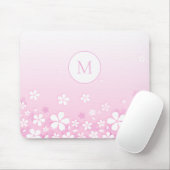 Levendige witte bloemen met monogram muismat (Met muis)
