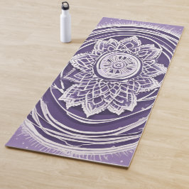 Levendige witte & paarse hoogcontrast mandala medi yogamat