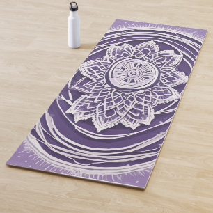 Levendige witte & paarse hoogcontrast mandala medi yogamat