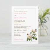 Levendige  witte roos en vlinders bruiloft kaart (Staand voorkant)