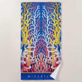 Levendige witte & roze oceaan koraal gepersonalise strandlaken