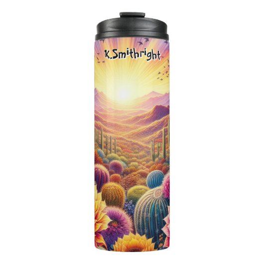 Levendige woestijn Sunset Bloom Thermosbeker (Voorkant)